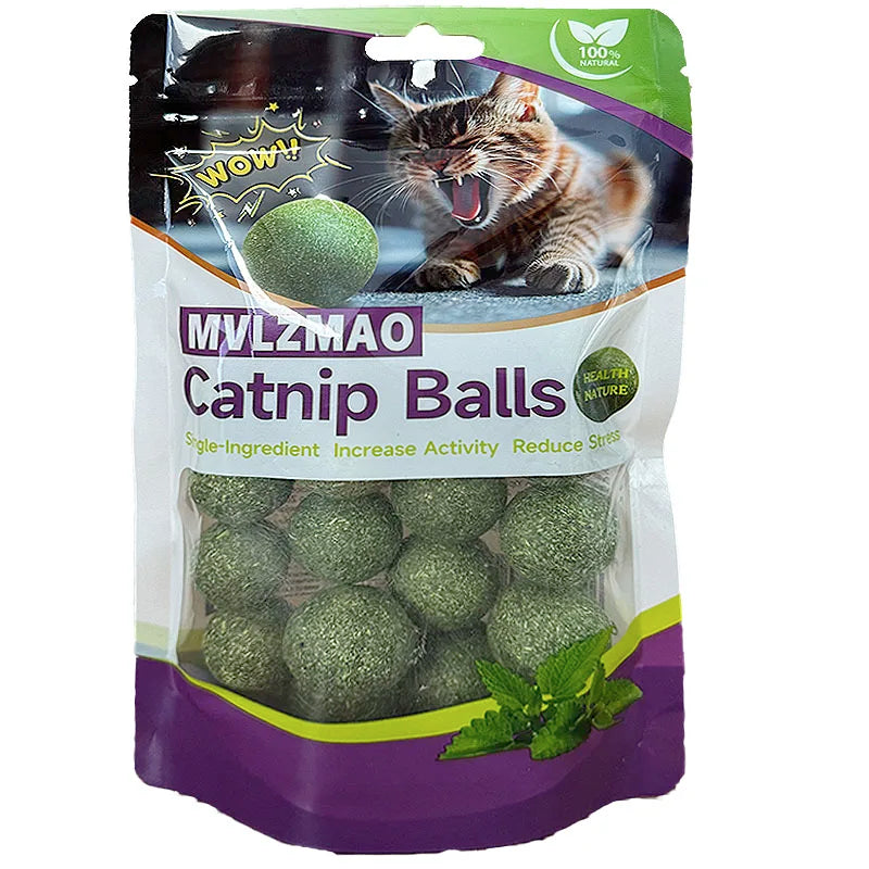 Bola de catnip comestível para gatos, brinquedo interativo para mastigar, brincar e estimular os instintos naturais do felino.