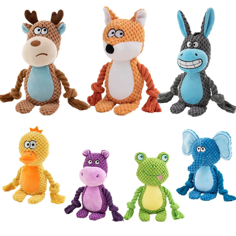 Brinquedo mordedor de pelúcia em formato de osso com som para cães pequenos e filhotes, ideal para mastigar e brincar