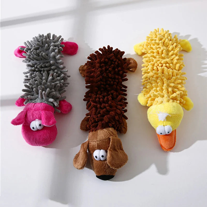 Brinquedo de pelúcia em formato de animal com apito para cães pequenos e filhotes, ideal para morder e brincar