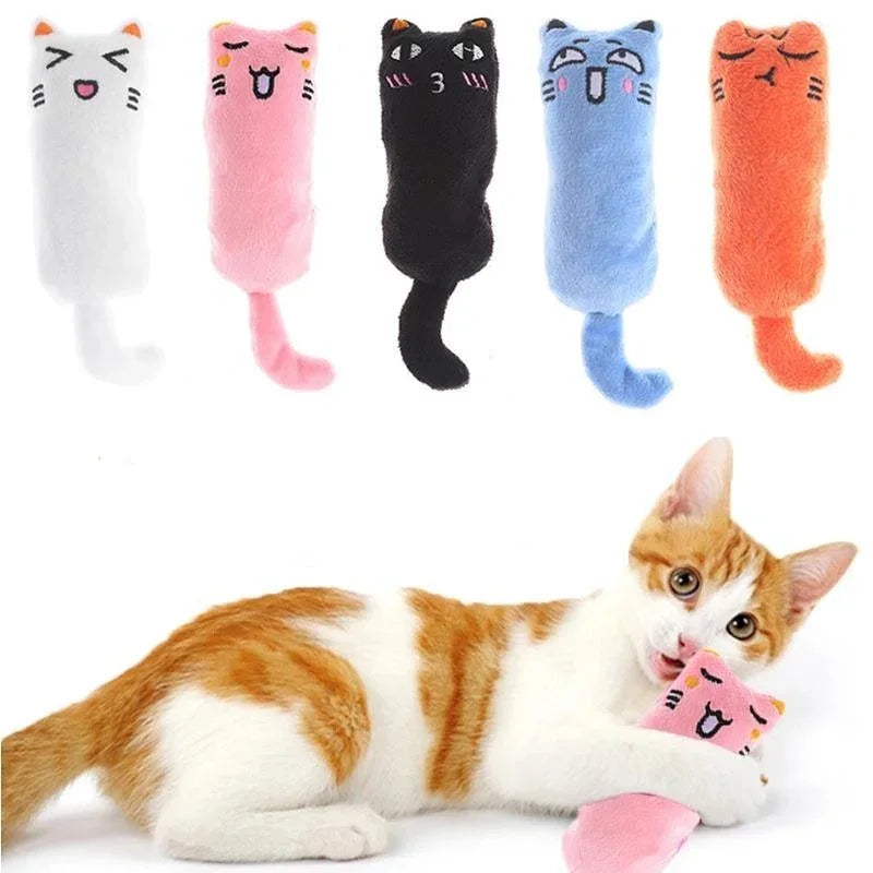 Brinquedo de pelúcia para gatos com catnip e efeito sonoro, ideal para morder, chutar e estimular os instintos naturais do felino