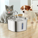 Fonte de água automática 2,2L em aço inoxidável para cães e gatos com visor de nível