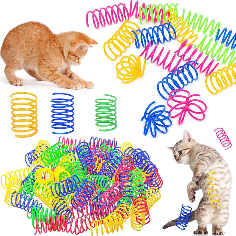Kit de molas espirais coloridas para gatos, brinquedo interativo de plástico para estimular caça, perseguição e diversão de gatos filhotes e adultos.