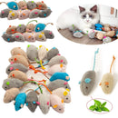 Kit de ratinhos com catnip e chocalho para gatos, brinquedo interativo de pelo sintético para estimular a caça e diversão