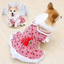 Vestido de Morango para Cachorros e Gatos – Roupa Xadrez Fofa para Primavera e Verão