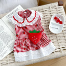 Vestido de Morango para Cachorros e Gatos – Roupa Xadrez Fofa para Primavera e Verão