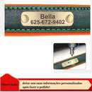 Coleira de Couro Personalizada para Cachorro com Placa Gravada - Macia e Acolchoada