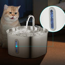 Fonte de Água Automática para Cães e Gatos 2,2L em Aço Inoxidável com Visor