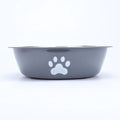 Comedouro em Aço Inoxidável para Cães e Gatos com Base de Silicone Antiderrapante e Estampa de Patinha