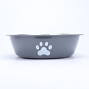 Comedouro em Aço Inoxidável para Cães e Gatos com Base de Silicone Antiderrapante e Estampa de Patinha