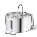 Fonte de Água Automática para Cães e Gatos 2,2L em Aço Inoxidável com Visor