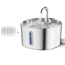 Fonte de Água Automática para Cães e Gatos 2,2L em Aço Inoxidável com Visor