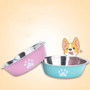 Comedouro em Aço Inoxidável para Cães e Gatos com Base de Silicone Antiderrapante e Estampa de Patinha