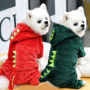 Moletom Dinossauro para Cães – Roupa de Inverno com Capuz em Fleece para Cães Pequenos e Médios