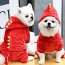 Moletom Dinossauro para Cães – Roupa de Inverno com Capuz em Fleece para Cães Pequenos e Médios