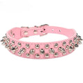 Coleira de Couro PU com Espinhos e Rebites Punk - Ajustável para Cães Pequenos e Gatos