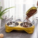 Comedouro Duplo em Aço Inoxidável para Cães e Gatos | Tigelas Antiderrapantes de Grande Capacidade