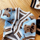 Suéter listrado de luxo para cães e gatos pequenos, cardigan confortável e quentinho para o inverno