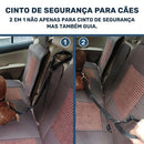 Cinto de Segurança 2 em 1 para Cães com Guia Ajustável em Nylon | Ideal para Carros e Passeios