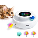 Brinquedo inteligente 2 em 1 para gatos e cães com bola automática e pena interativa, com 5 modos de diversão eletrônica